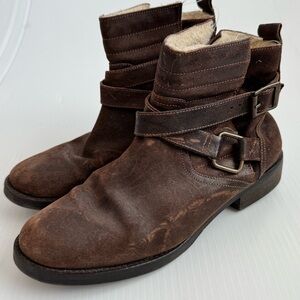 Women's Brown Leather Combat Boots